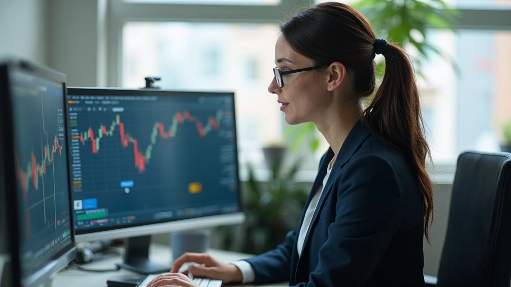Finanzanalyst arbeitet mit erweiterten Charting-Tools und technischen Indikatoren