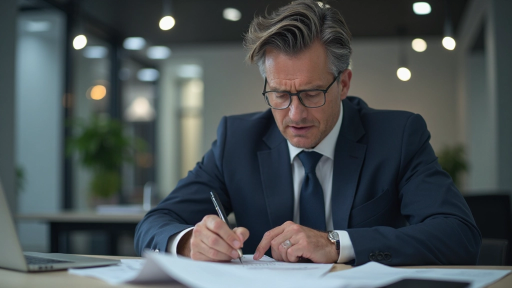 Finanzberater vergleicht verschiedene Handelsplattformen auf Laptop