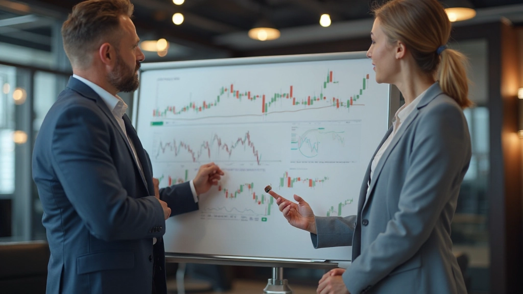 Mentor erklärt Anfänger fundamentale Analyseprinzipien mit Flipchart und Diagrammen