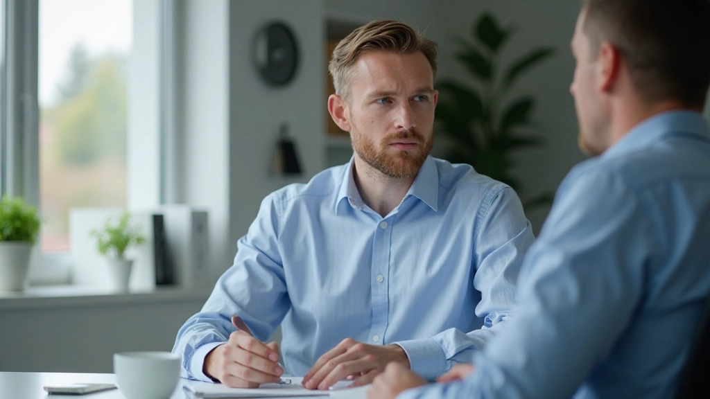 Finanzberater erklärt Vermögensallokationsmodell mit Pie-Charts und Portfolioverteilung zu interessiertem Kunden in modernem Büro