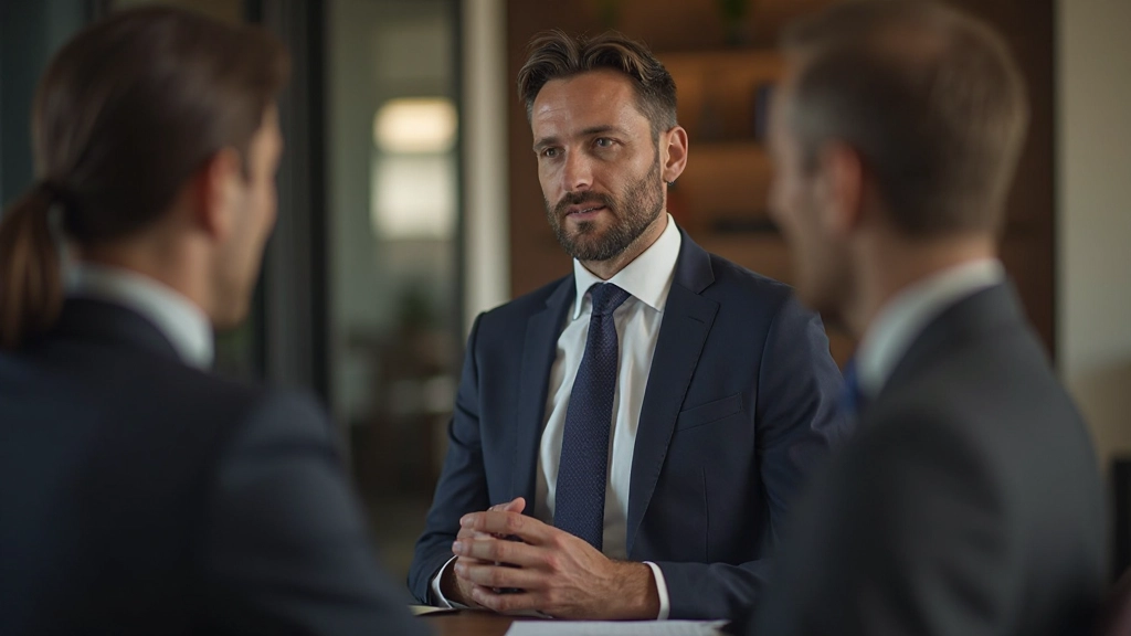 Älterer Finanzberater erklärt Investitionskonzepte während Kundengespräch im Büro