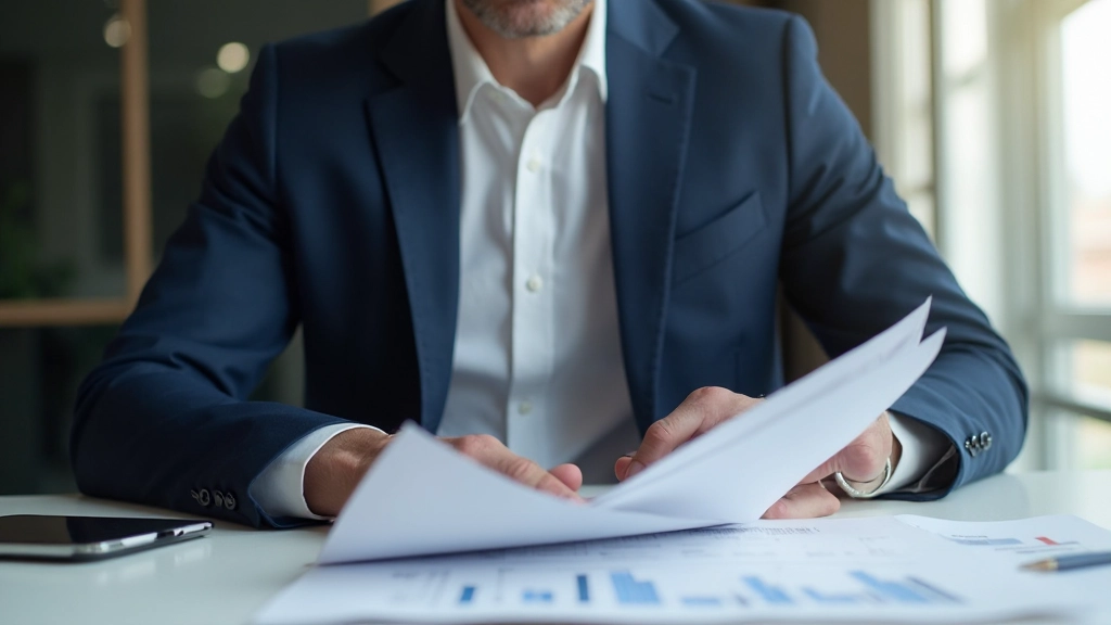 Finanzplaner analysiert Altersvorsorgeoptionen und Investitionsmöglichkeiten am Schreibtisch