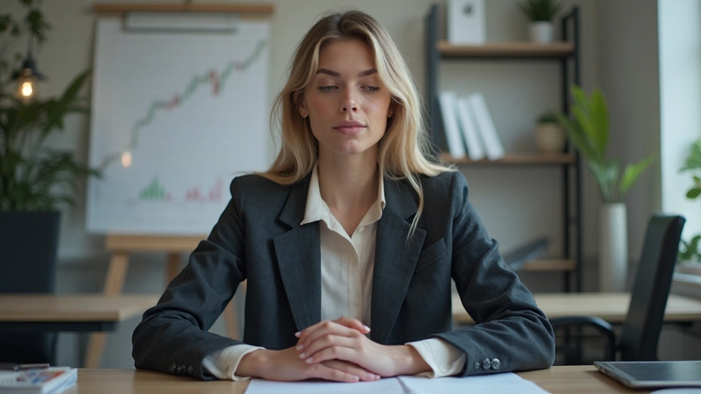 Grafik zeigt eine Denkpause oder Meditationssymbol mit einem Trader, der ruhig atmet und zentral sitzt