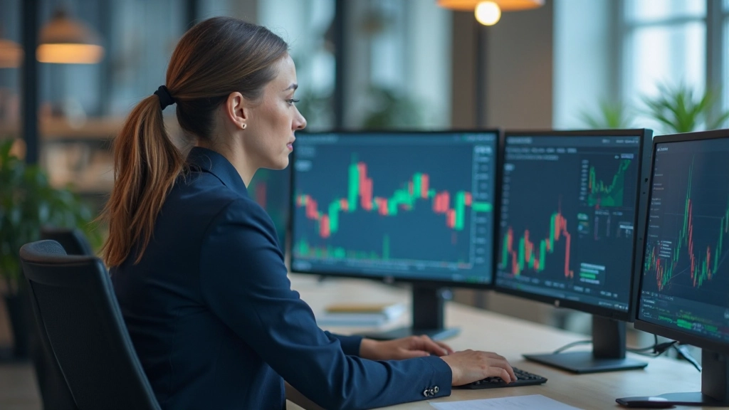 Finanzdiagramme auf Monitor mit Risikoindikatoren und Analyse